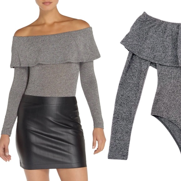 Bardot Tops - Bardot Off-Shoulder Ruffle Coquette Elegant Knit Top Bodysuit 4 XS